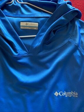 Columbia Blue Hooded PFG Performance Shirt
